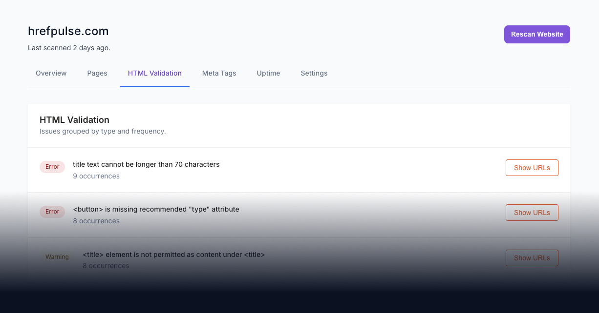 HrefPulse Dashboard